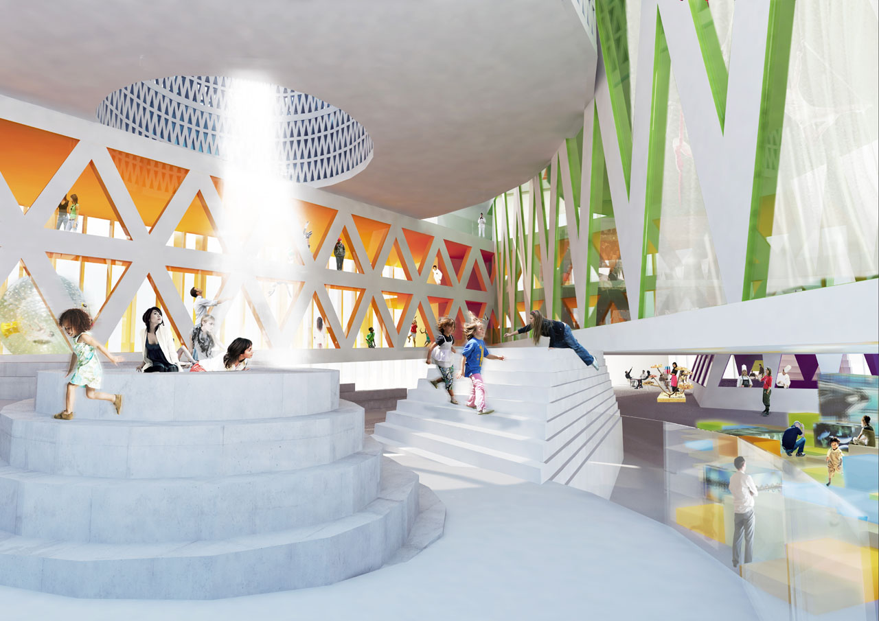 Play Zone rendering of the the KU.BE or House of Culture and Movement in Copenhagen by Adept and MVRDV