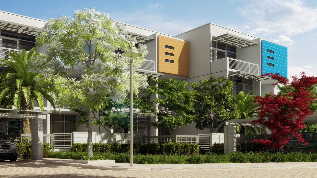 Exterior rendering of U.S. Embassy staff housing in Haiti by Sorg Architects