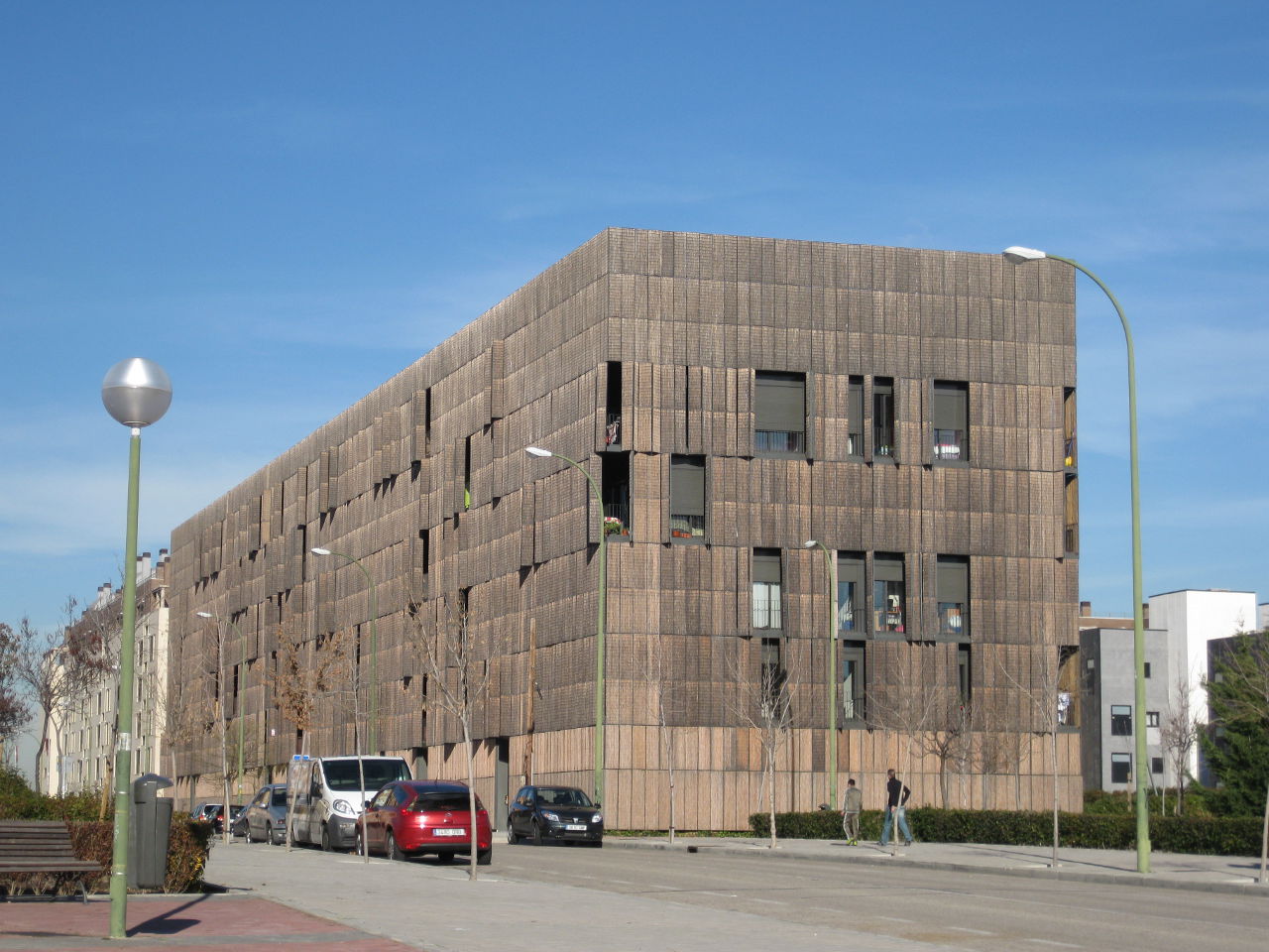 Exterior of the bamboo Carabanchel Social Housing by Foreign Office Architects (FOA)
