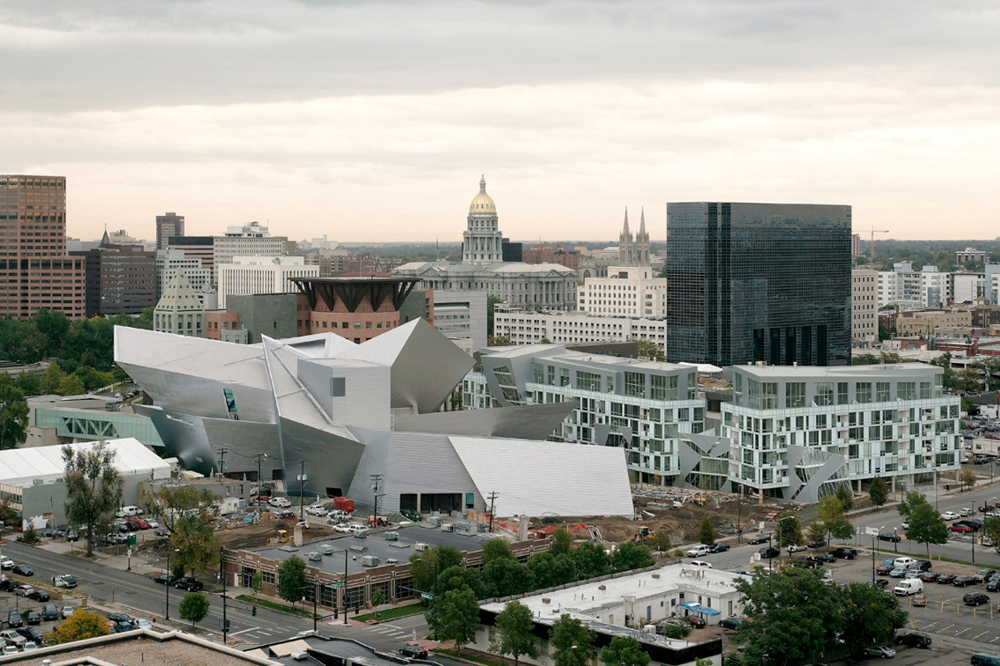 Aerial view of The Denver Art Museum and Museum Residences by Daniel Libeskind