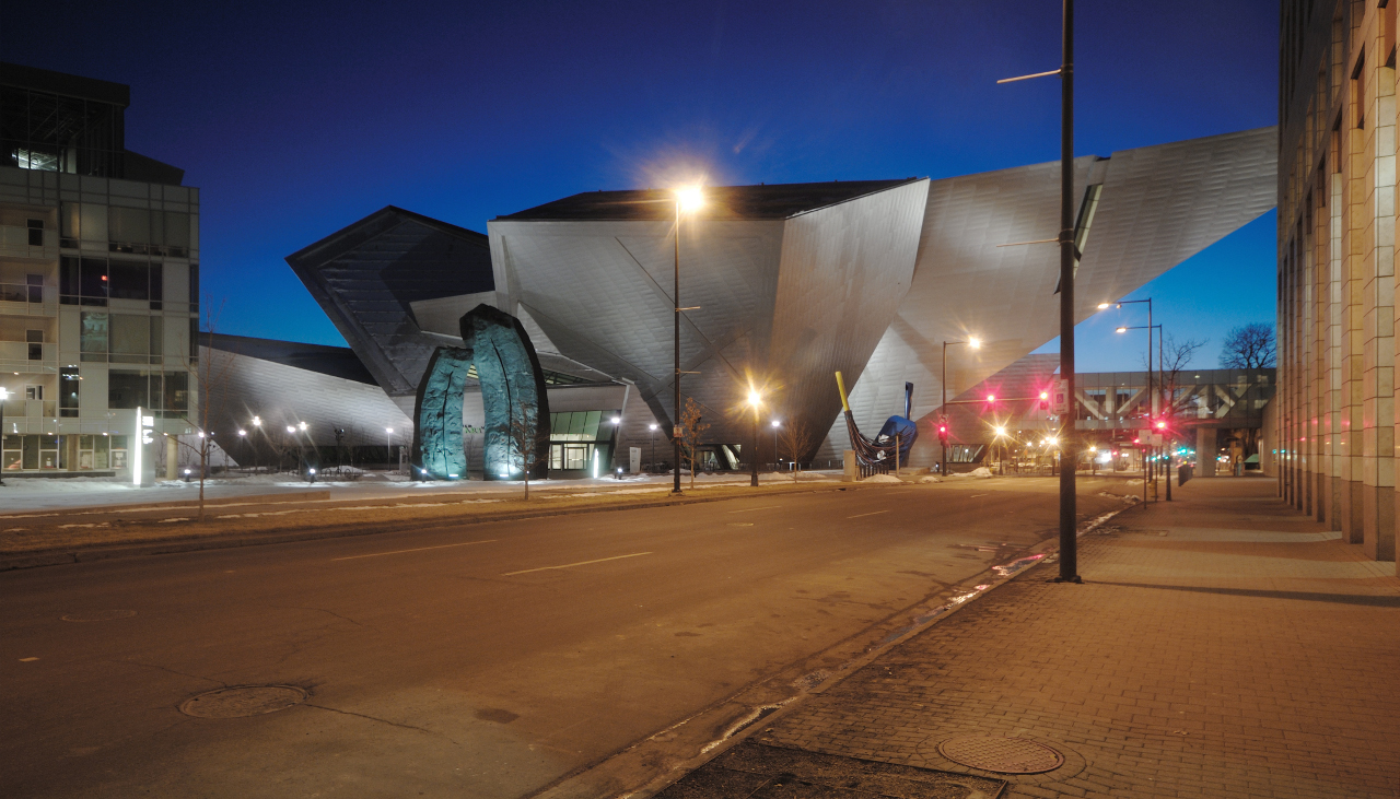 Night view of The Denver Art Museum by Daniel Libeskind