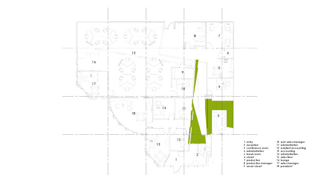 Floor Plan of US DATA Corporation designed by Randy Brown Architects