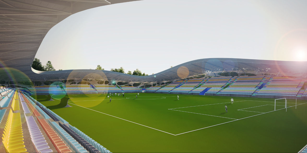 Rendering of the FC Bate Borisov Stadium field by Ofis arhitekti