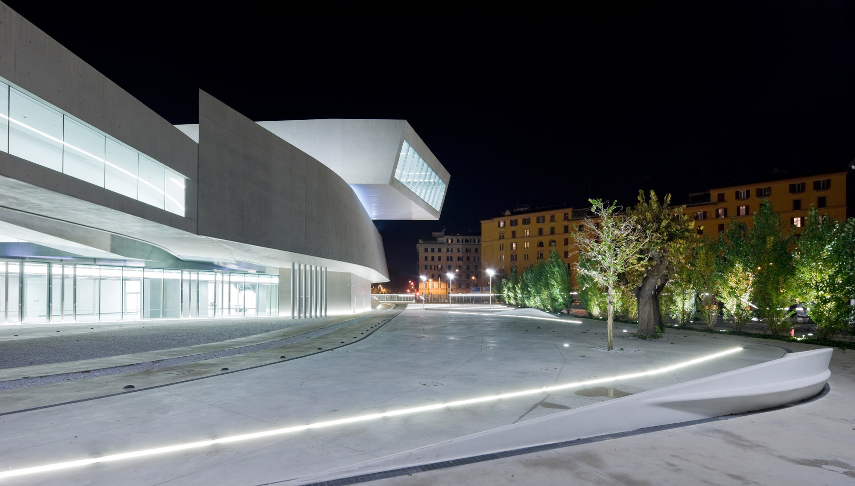 exterior of Zaha Hadid's MAXXI- National Museum of XXI Century Arts