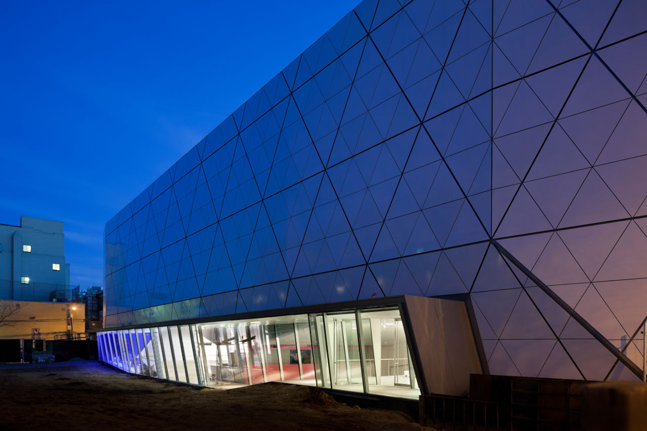 The exterior of New York City's Museum of the Moving Image designed by Leeser Architecture