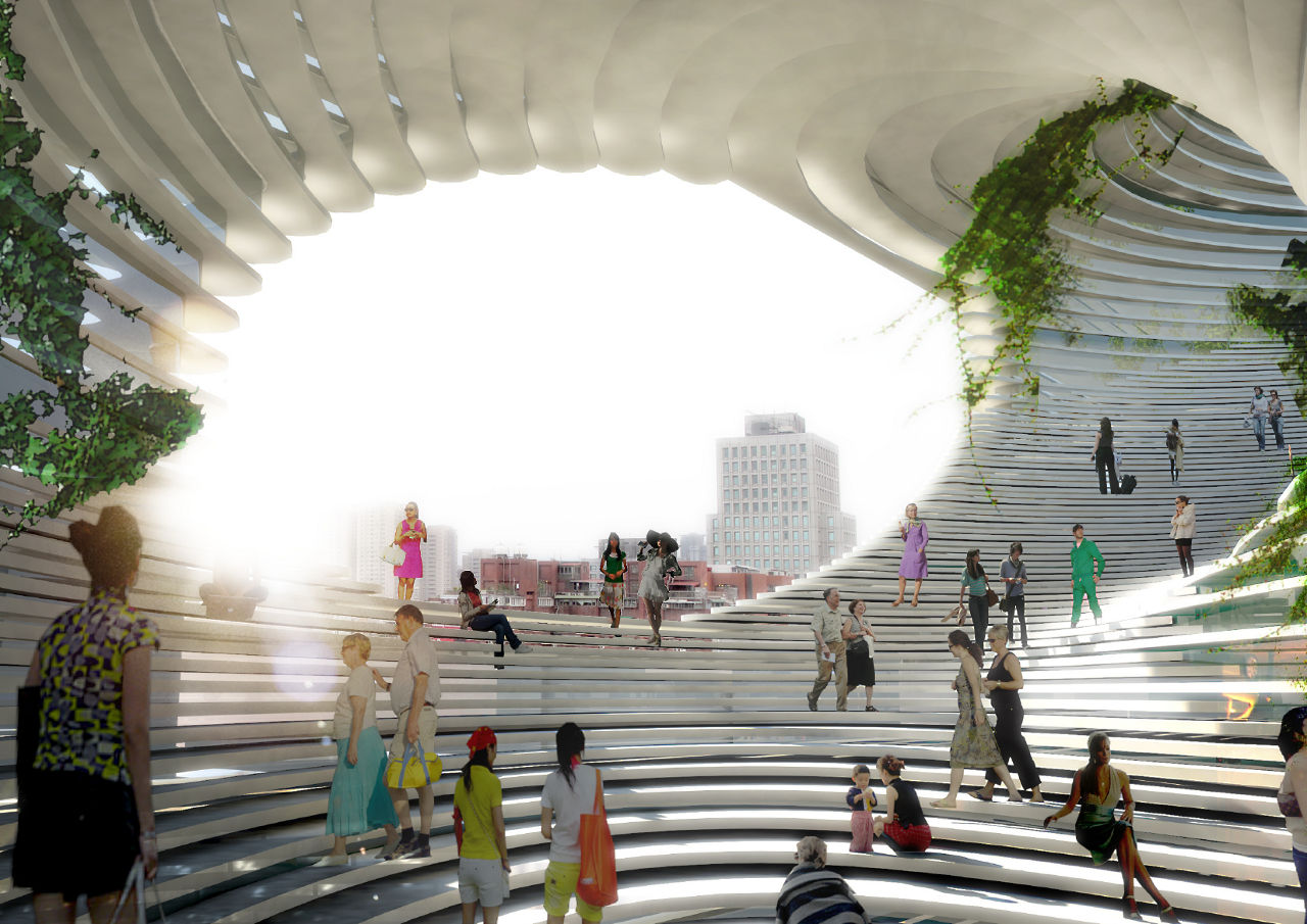 Bjarke Ingels Group's (BIG) rendering for the Technology, Entertainment and Knowledge (TEK) Center in Taipei, Taiwan