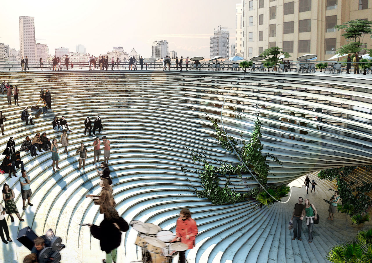 Bjarke Ingels Group's (BIG) rendering for the Technology, Entertainment and Knowledge (TEK) Center in Taipei, Taiwan