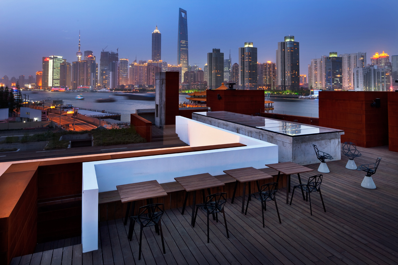 The Waterhouse at South Bund's roof terrace overlooking the Huangpu River in Shanghai, China by Neri & Hu Design and Research Office (NHDRO)