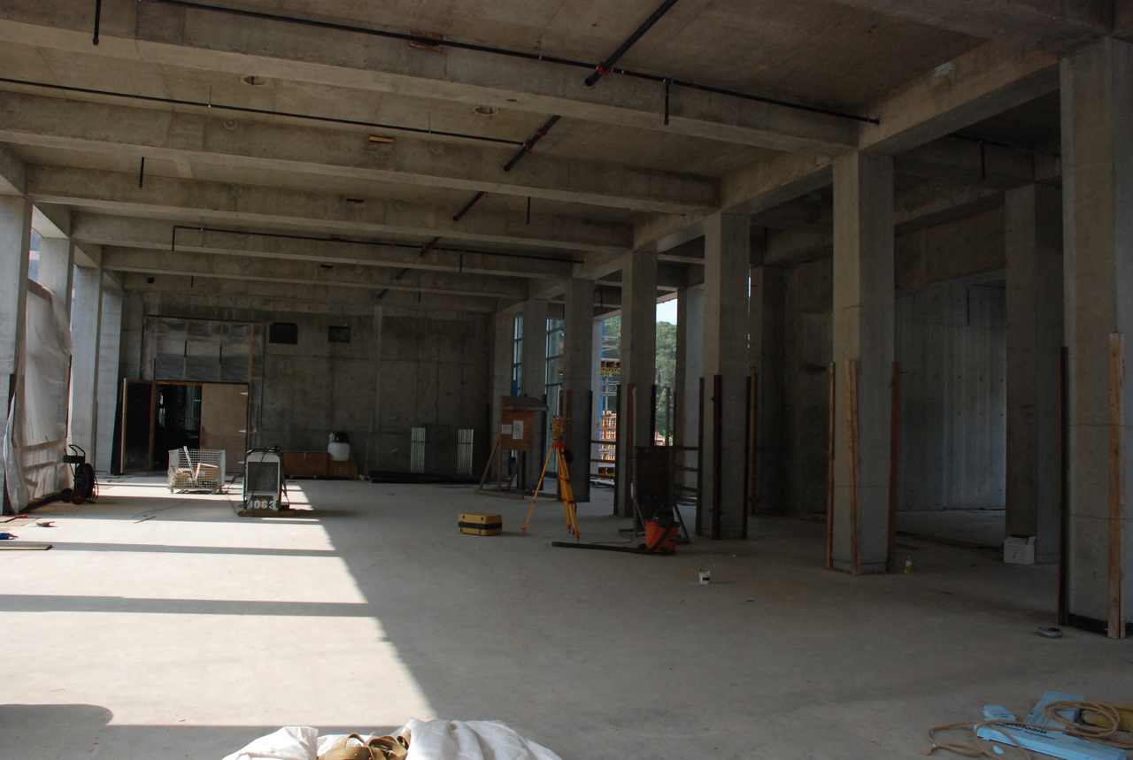 Interior concrete of Moshe Safdie's Crystal Bridges Museum of American Art Construction site