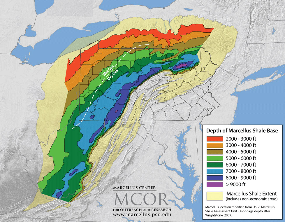 Depth of Marcellus Shale Base | Credit: Marcellus Center for Outreach and Research