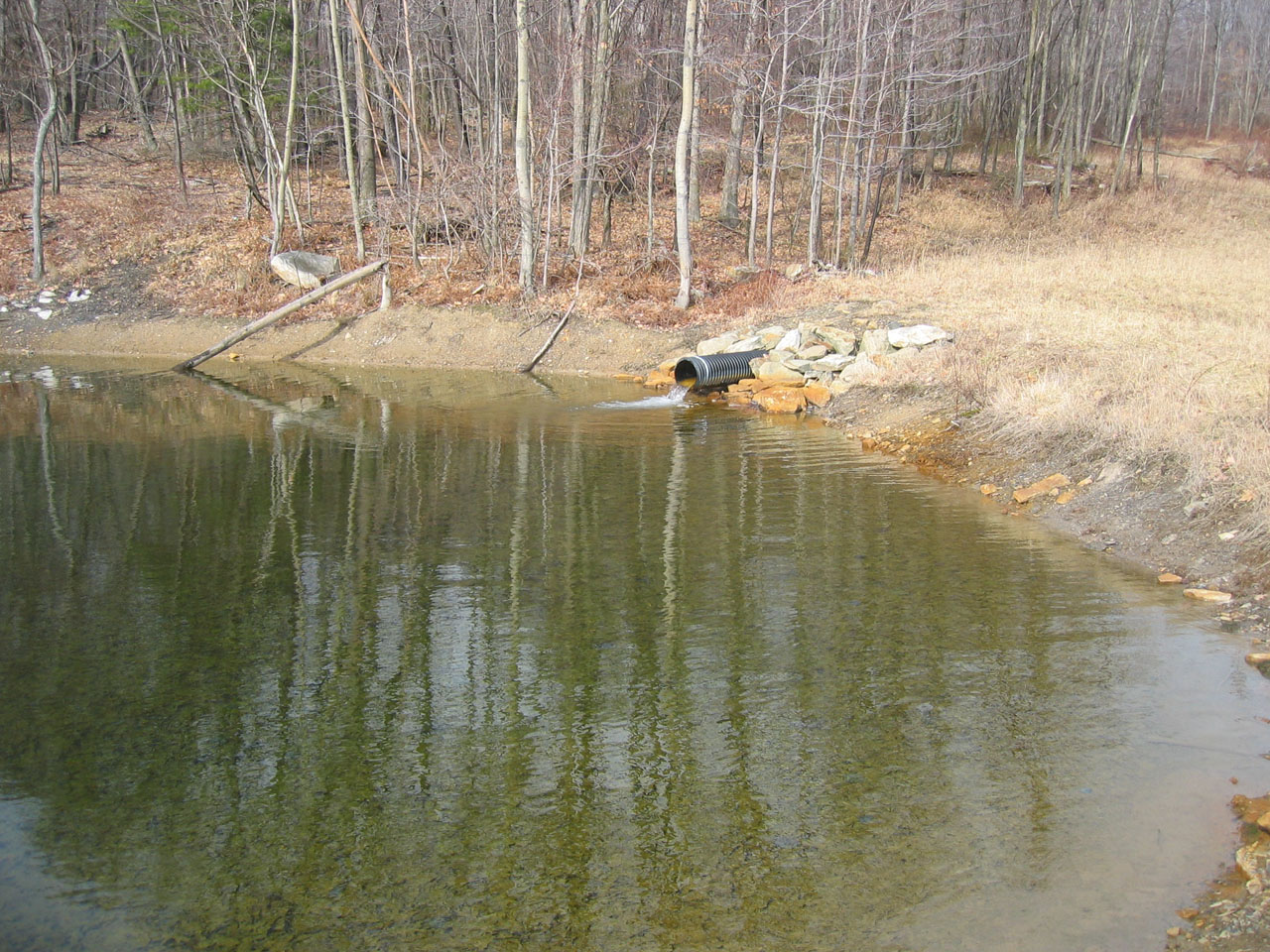 A  successive alkalinity-producing system SAPS receiving discharge from a coal mine in central Pennsylvania