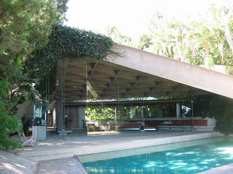 Jackie Treehorne’s pool, known in real life as the pool at the Sheats Goldstein House, by modernist architect John Lautner, in Beverly Hills, California. Photo by Arch James